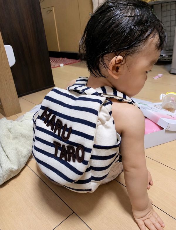 小さい頃のはるたろうくんと名入れベビーリュック