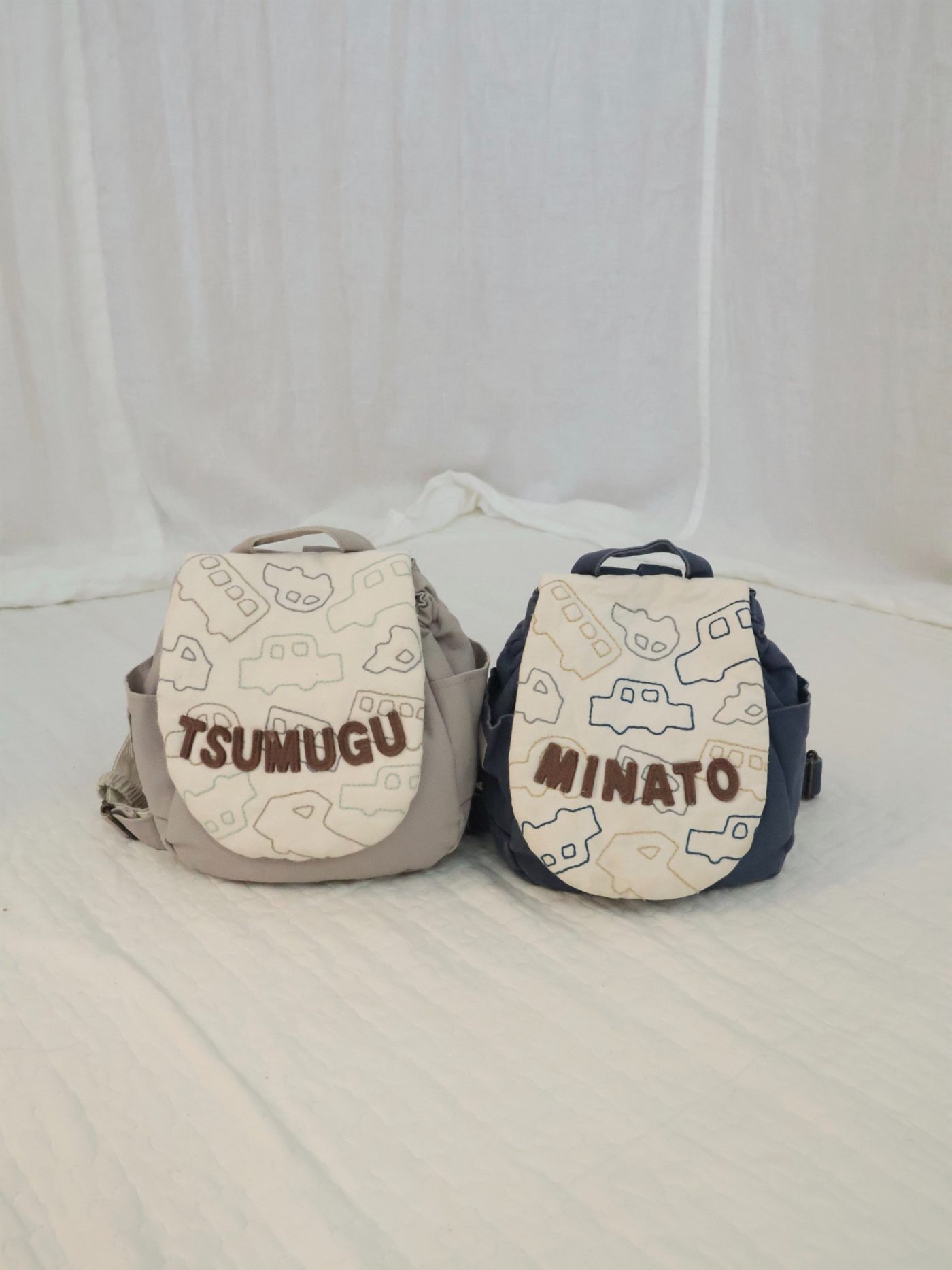TSUMUGUとMINATOのお名前入りリュック